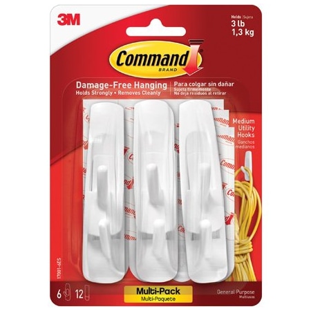 Bsc Preferred 3M 17001 Command Hooks and Strips Value Pack - Medium, 6PK BUY00022762